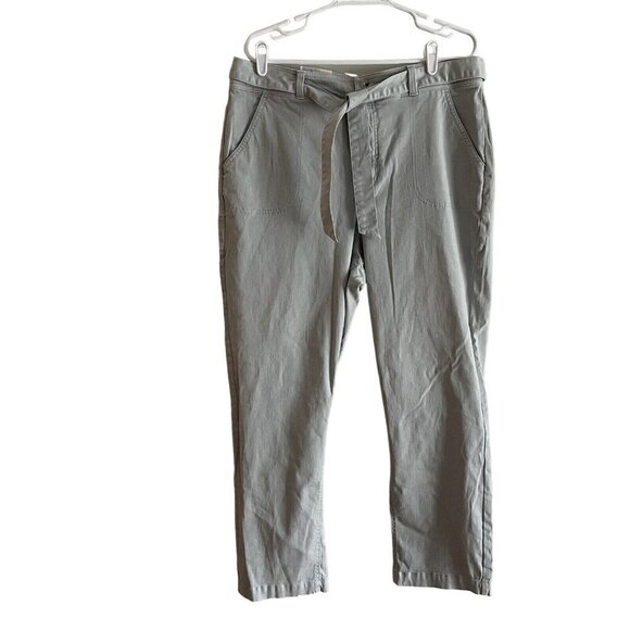 LC Lauren Conrad Wmn 18 Gray Twill Belted High-Rise Slim Straight Ankle Pant NWT - Picture 1 of 11